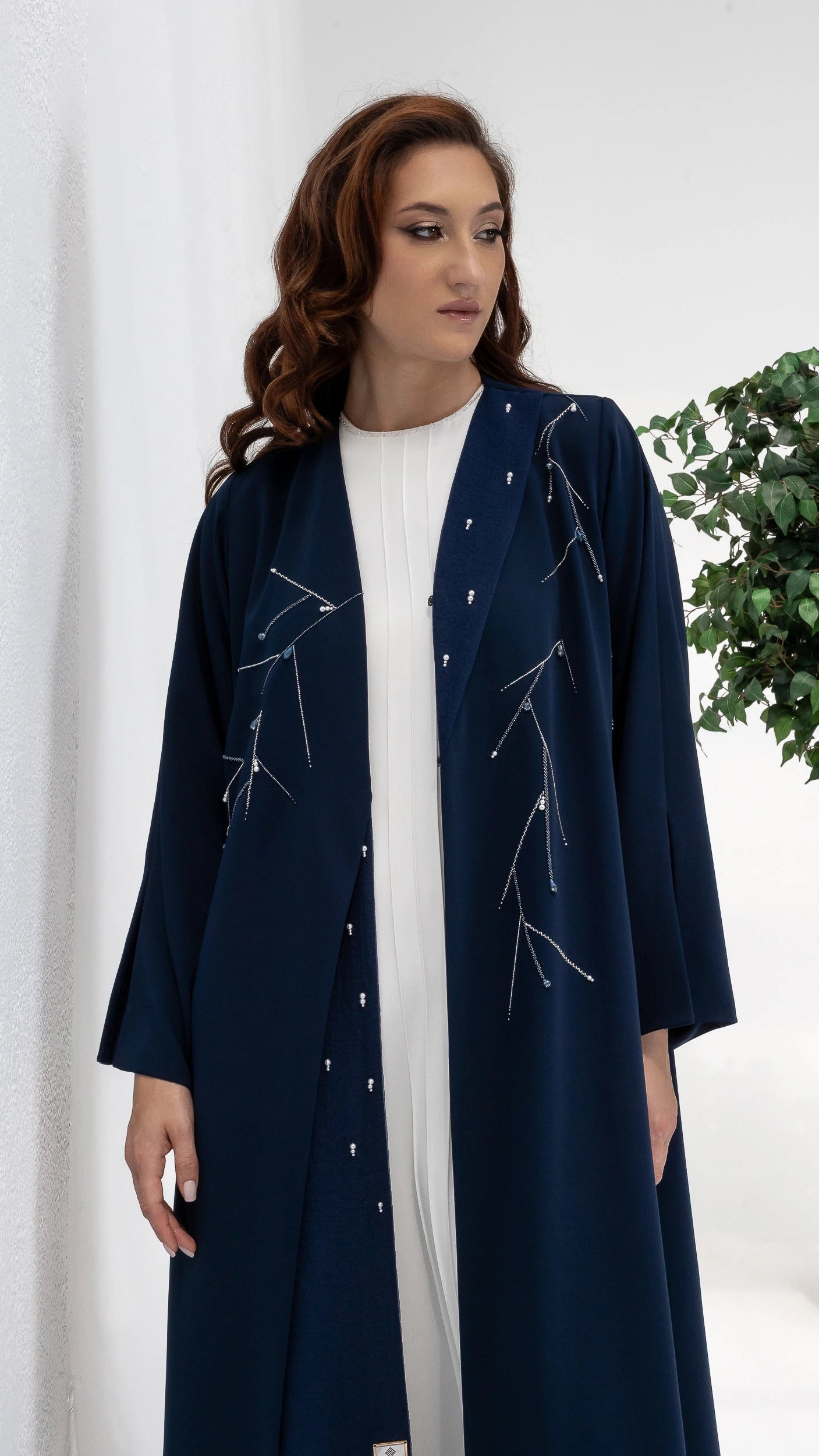 NAYRA | Twilight Luxe Abaya Elegant Ramadan abaya with celestial embellishment and flowing silhouette