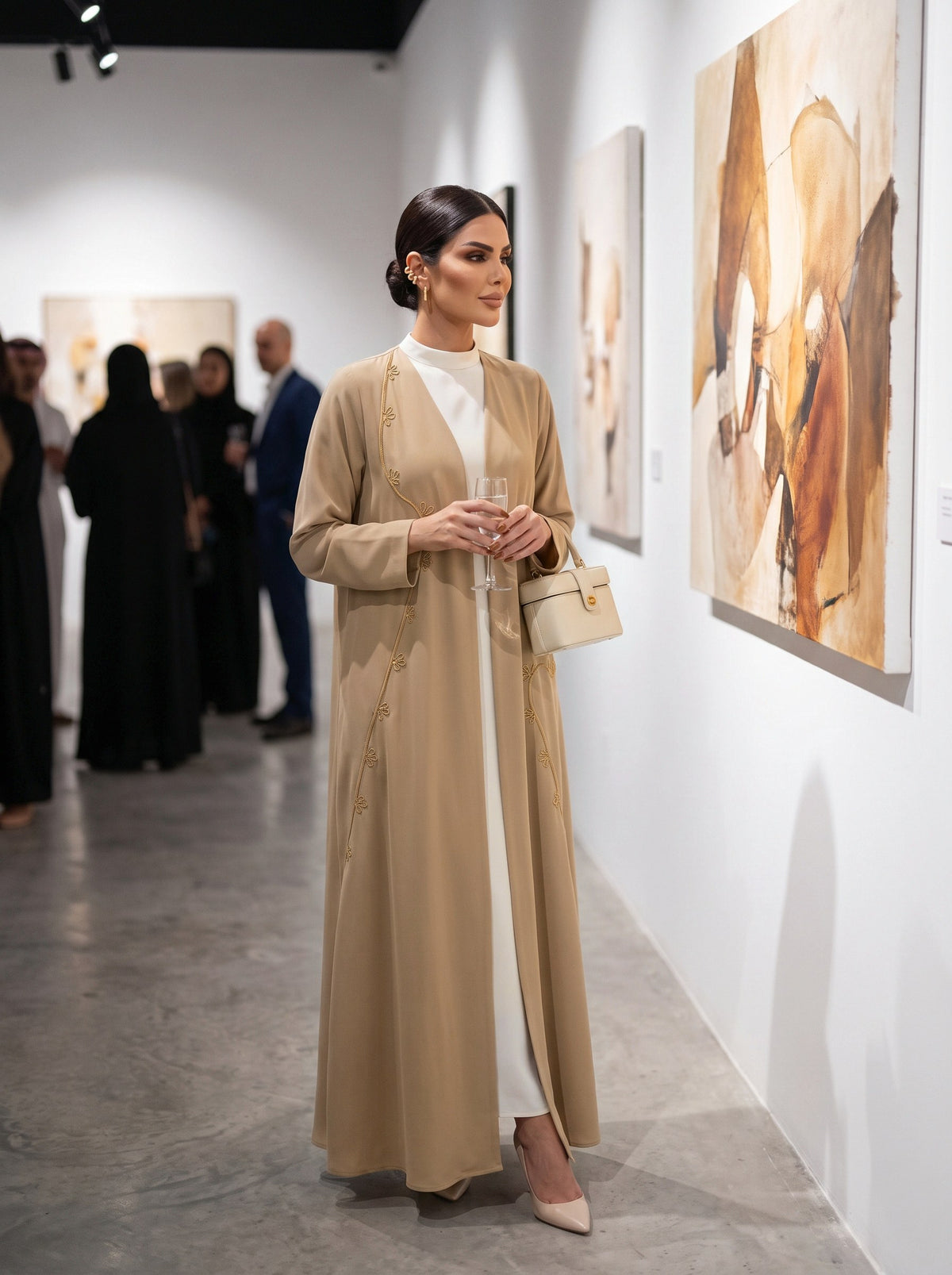 AFNAN abaya at an art gallery opening