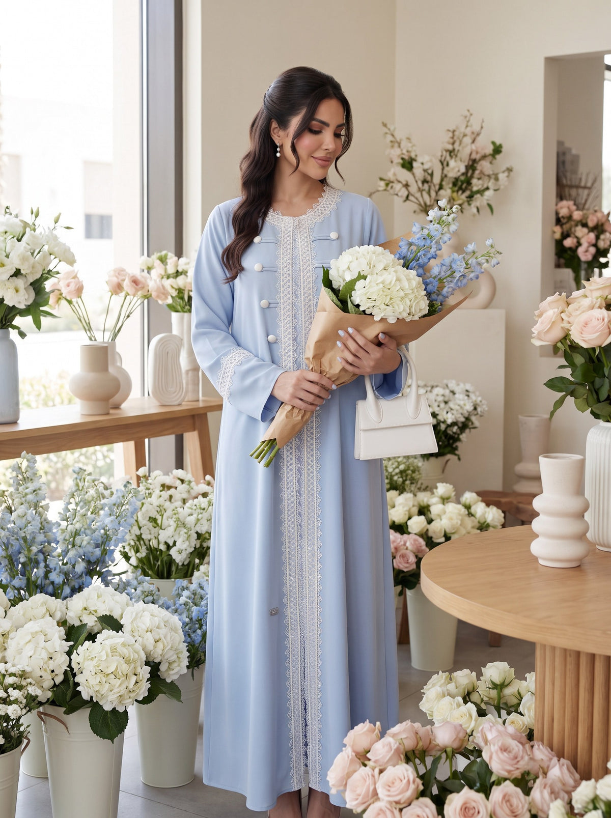 BAYAN abaya at a florist boutique