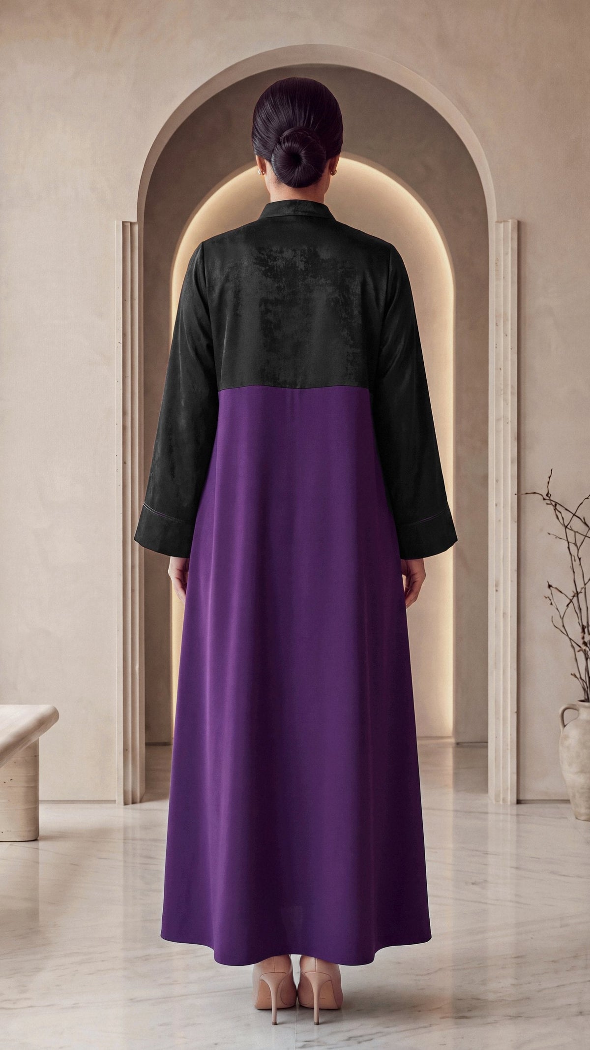 JOUD amethyst abaya, back view
