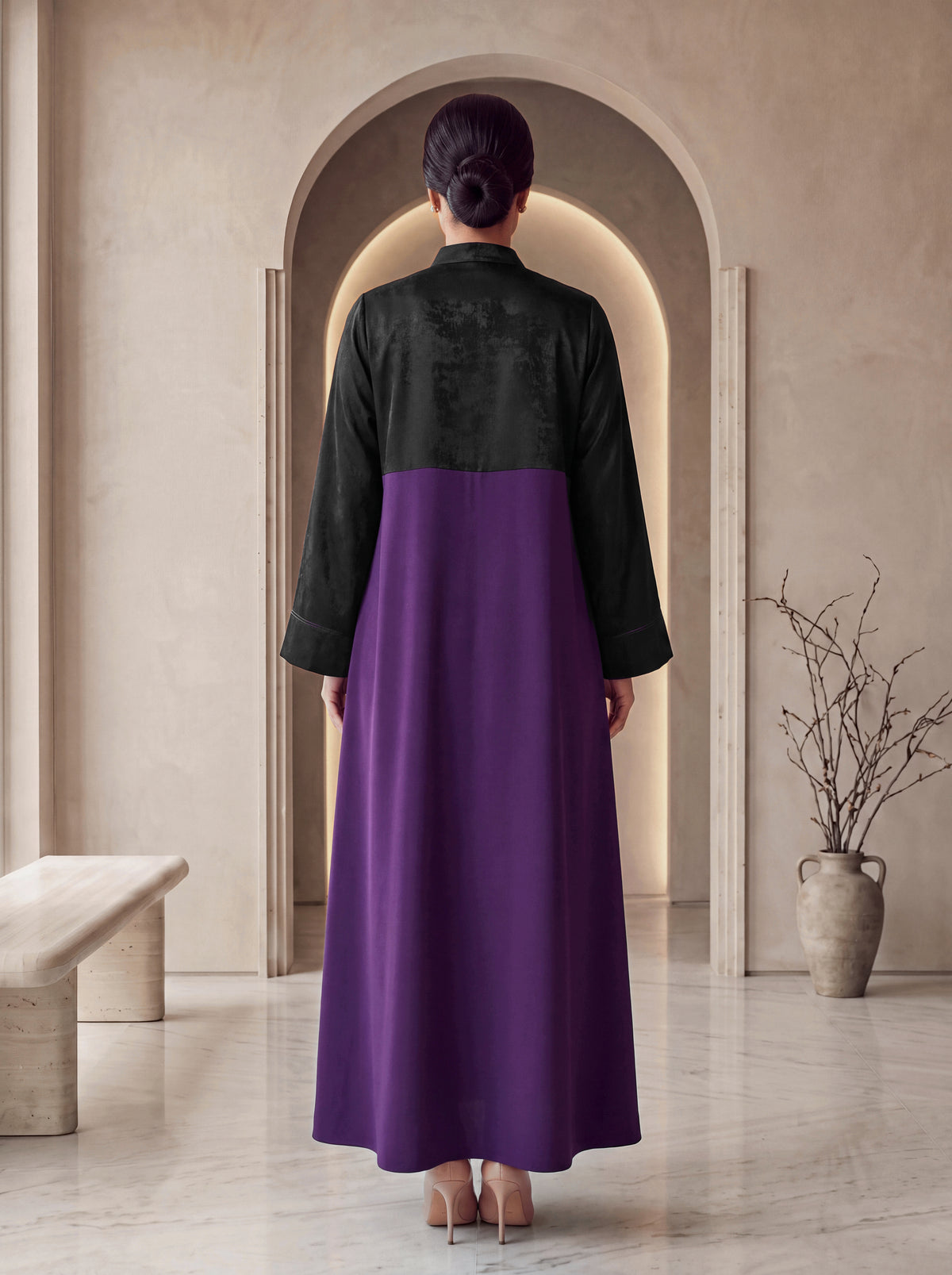 JOUD amethyst abaya, back view