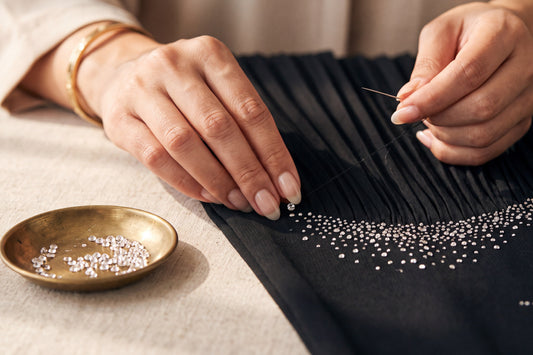Hand-set crystals on an embellished abaya