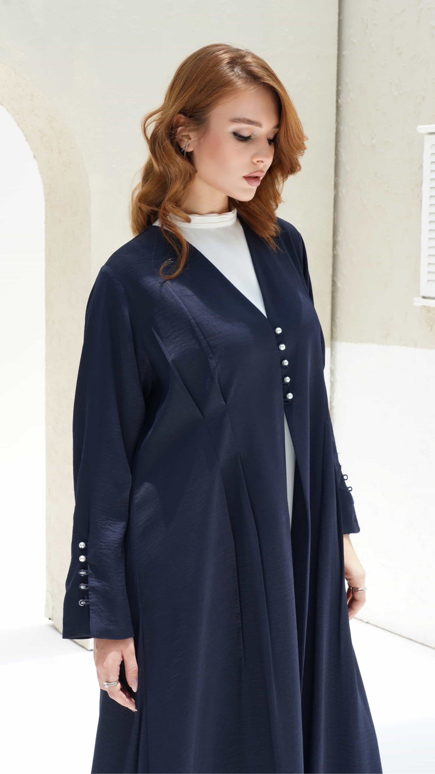 NAILA | Midnight Pearl -Modern modest fashion abaya with minimal luxury styling