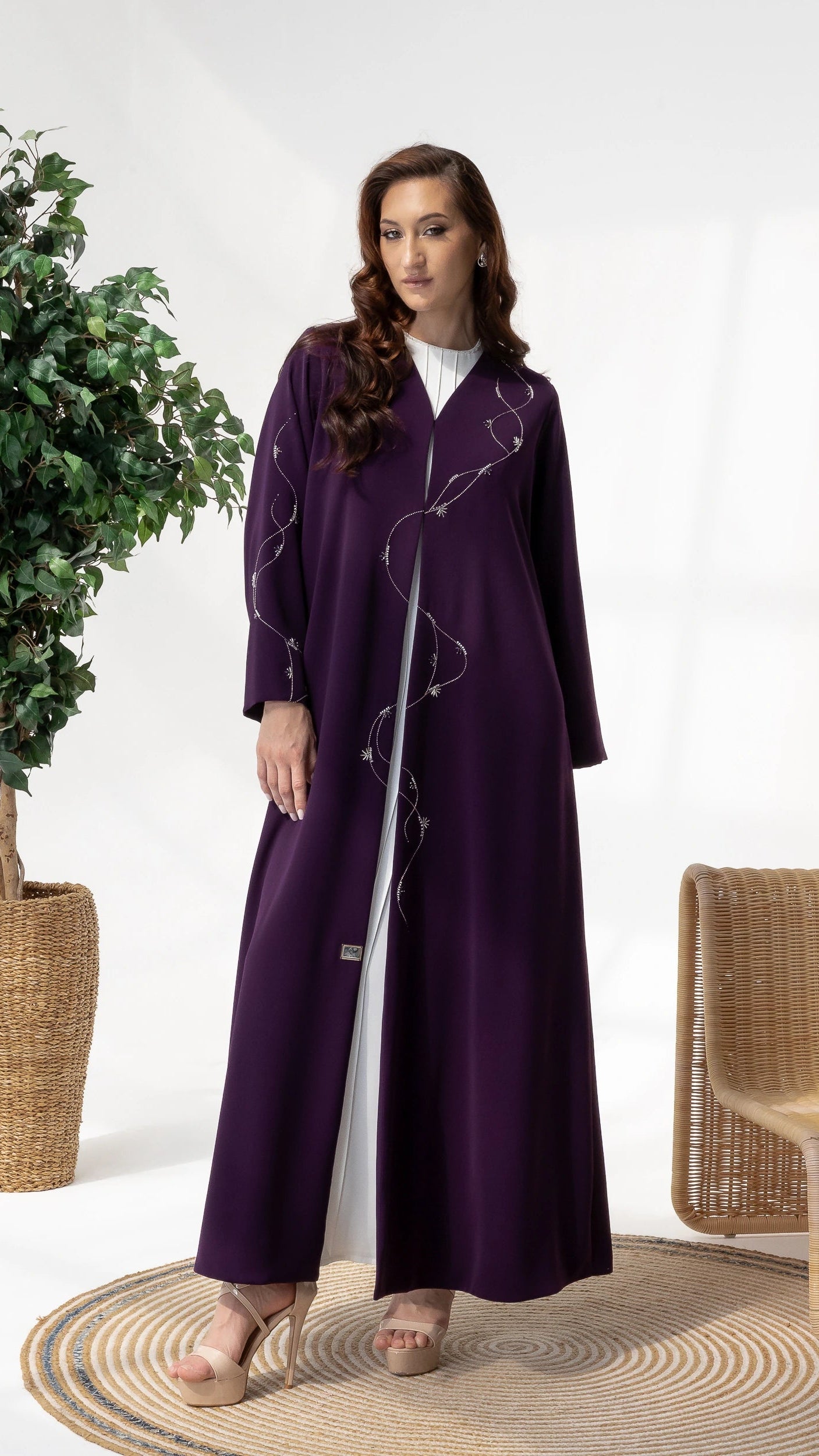 NAWARA Amethyst Royale full-length side profile showcasing luxury flowing silhouette
