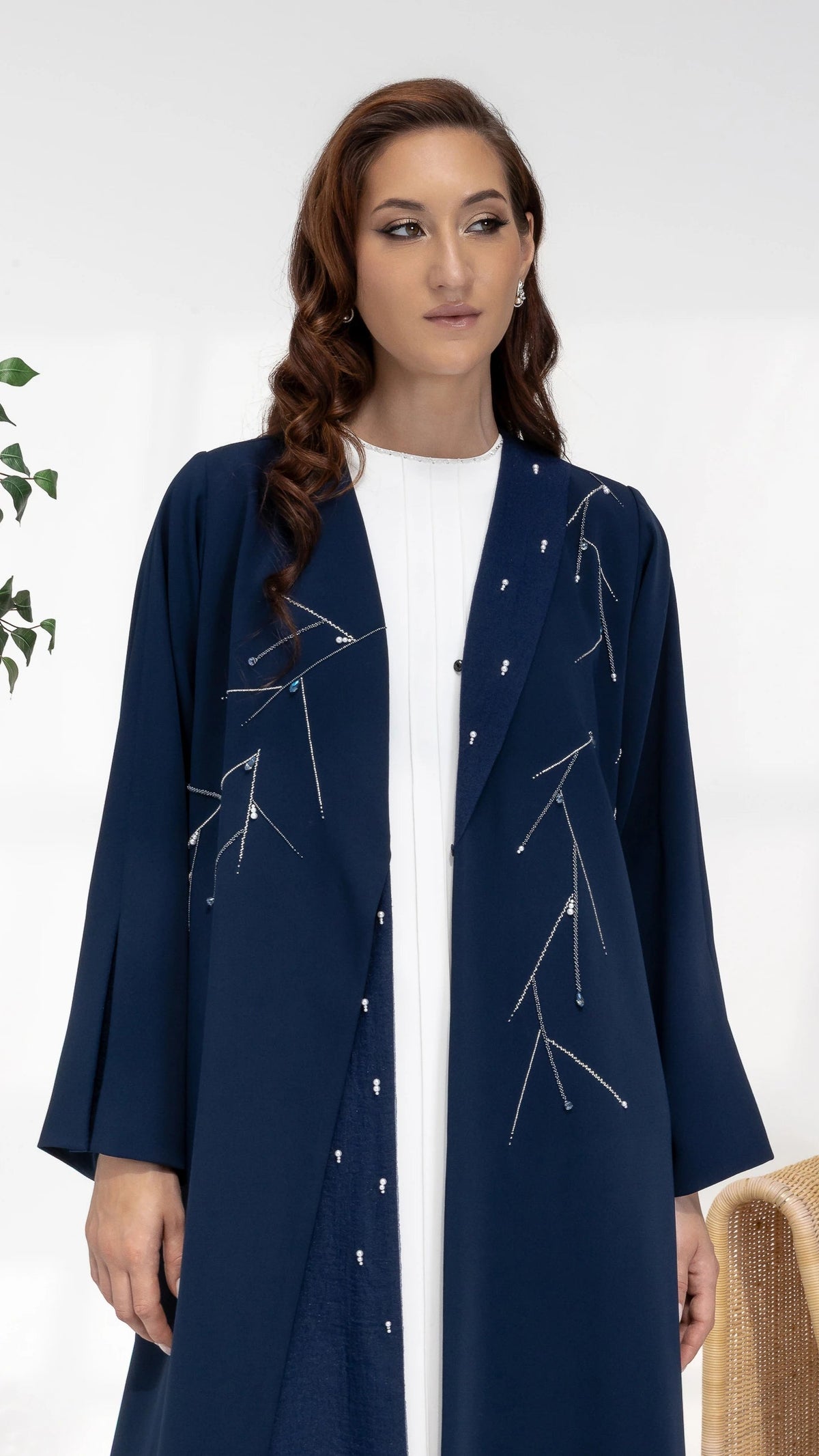 NAYRA | Twilight Luxe Abaya Premium twilight blue couture abaya with luminous detailing