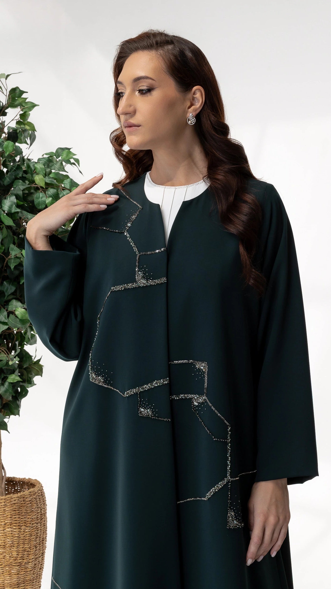RUBA Emerald Mirage front portrait showcasing couture emerald silhouette and shimmering embellishments