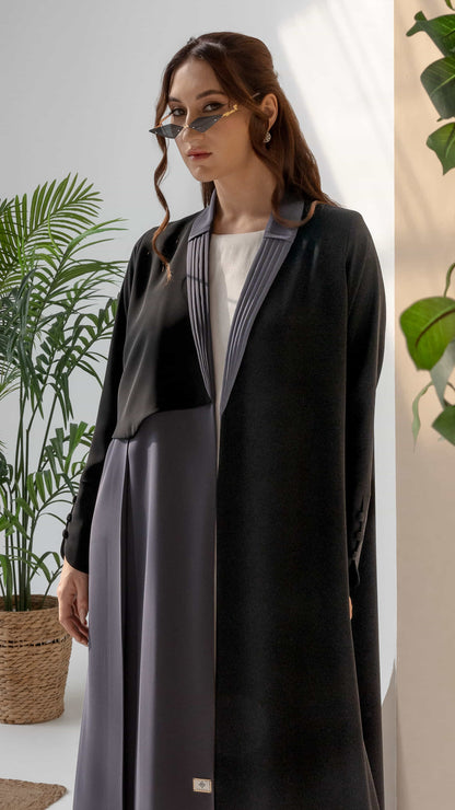 RAWAN Grey & Black Abaya