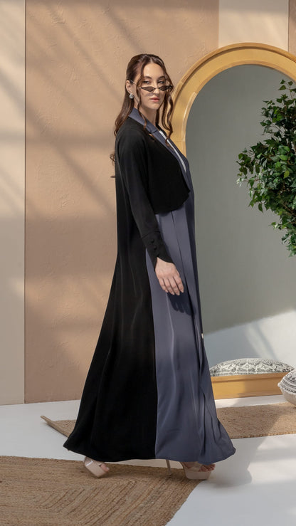 RAWAN Grey & Black Abaya