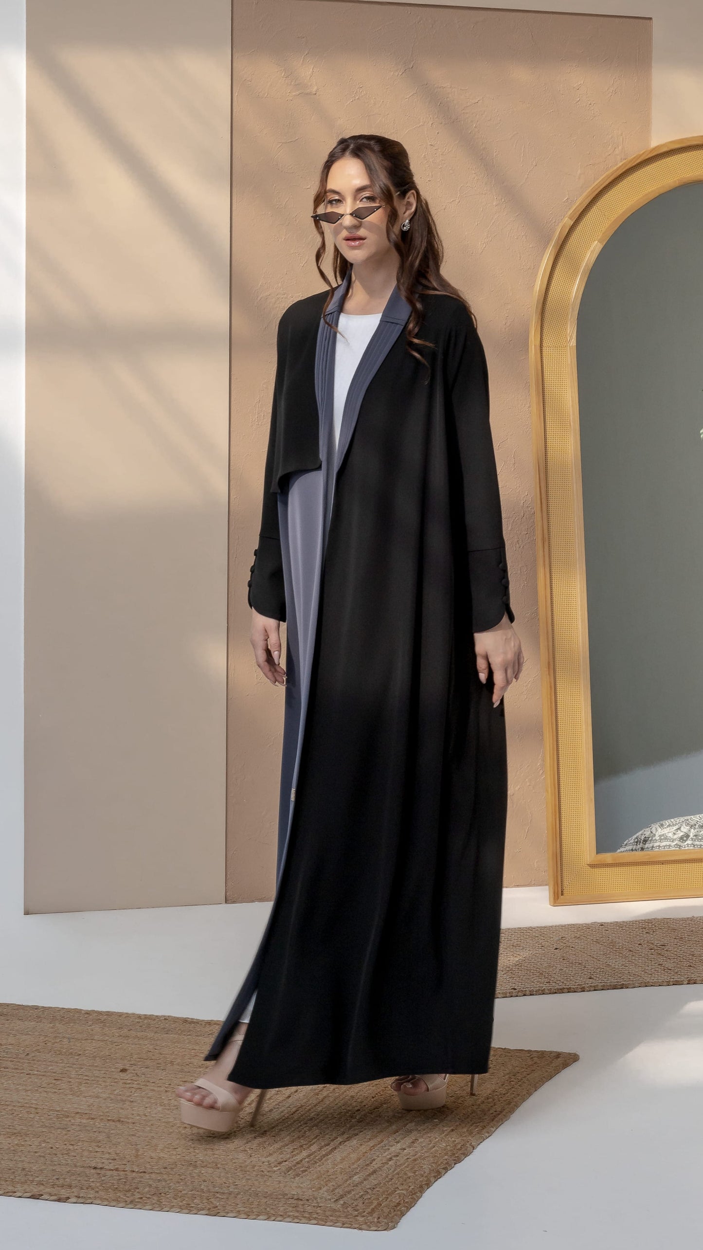 RAWAN Grey & Black Abaya