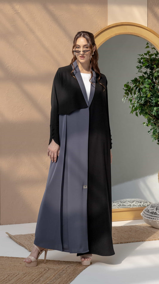 RAWAN Grey & Black Abaya