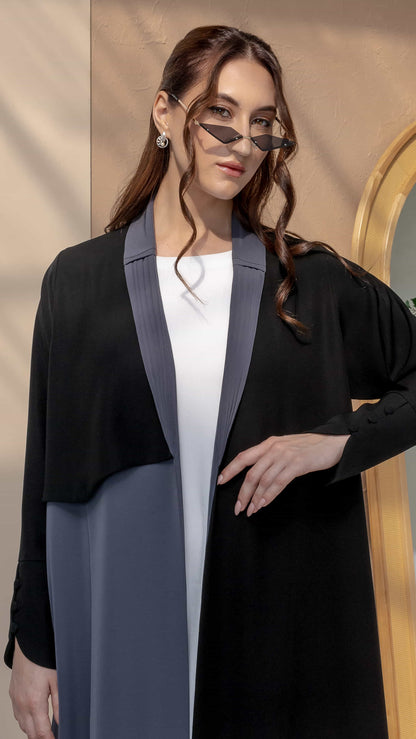 RAWAN Grey & Black Abaya