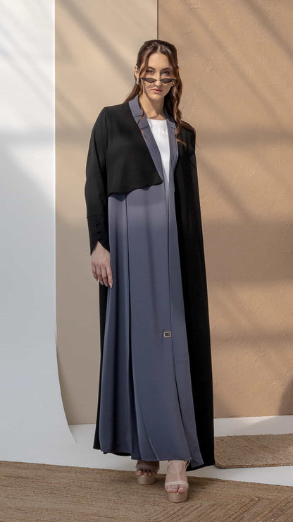 RAWAN Grey & Black Abaya