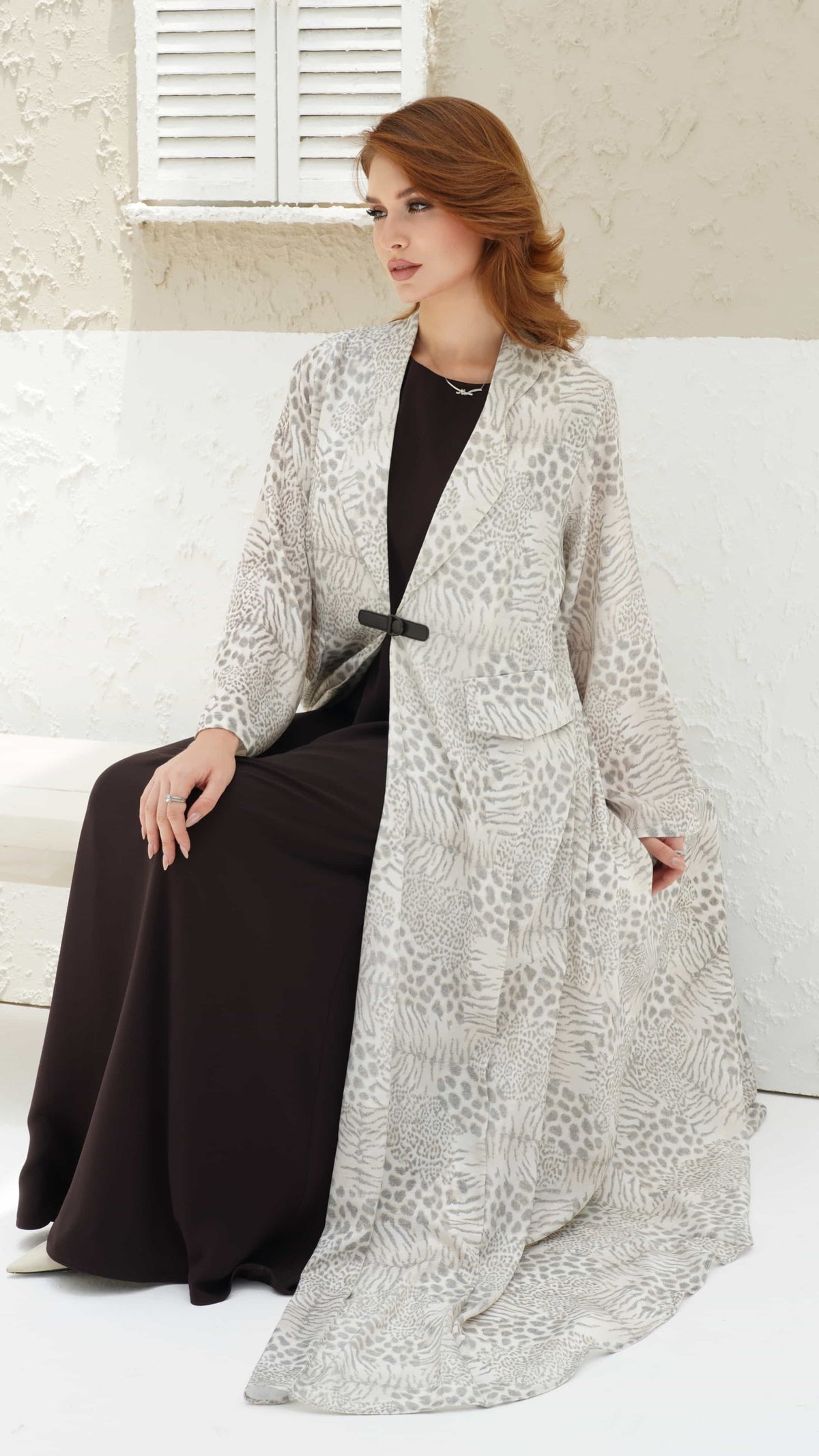 SAHARA | Desert Veil Elegant resort wear abaya with subtle print design