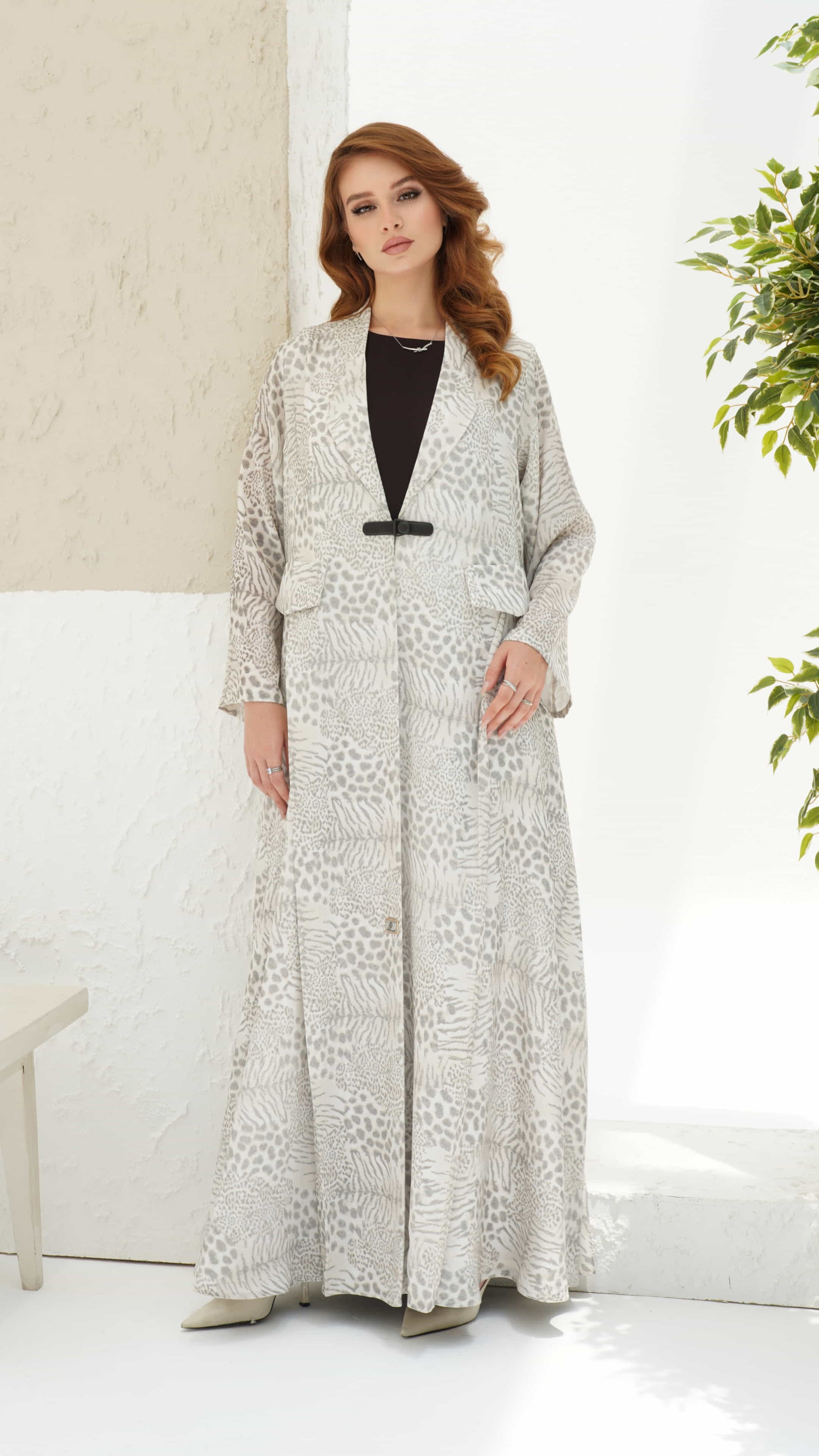 SAHARA | Desert Veil Full length neutral tone abaya with fluid silhouette