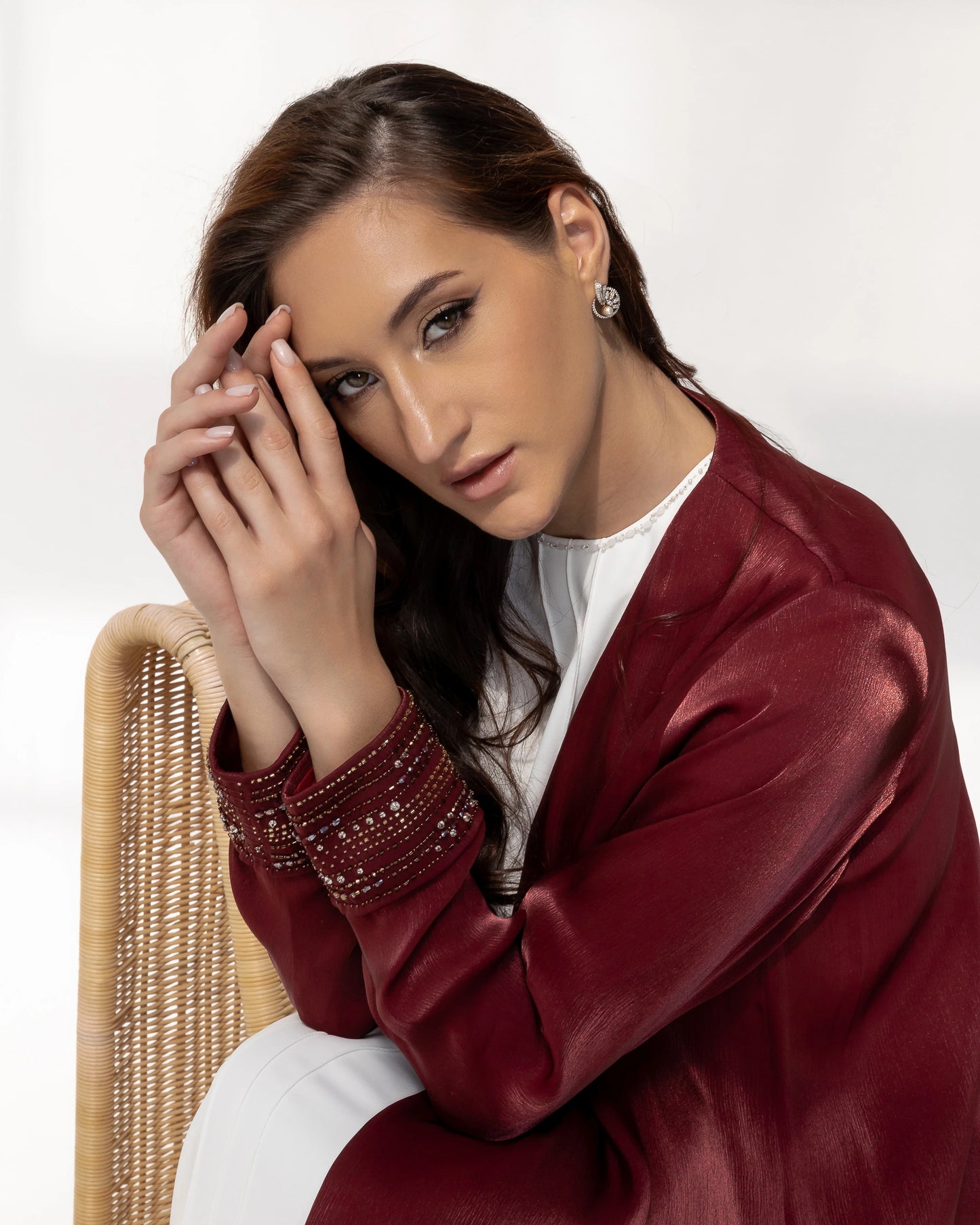 Selina | Ruby Éclat abaya sleeve cuff crystal embellishment detail
