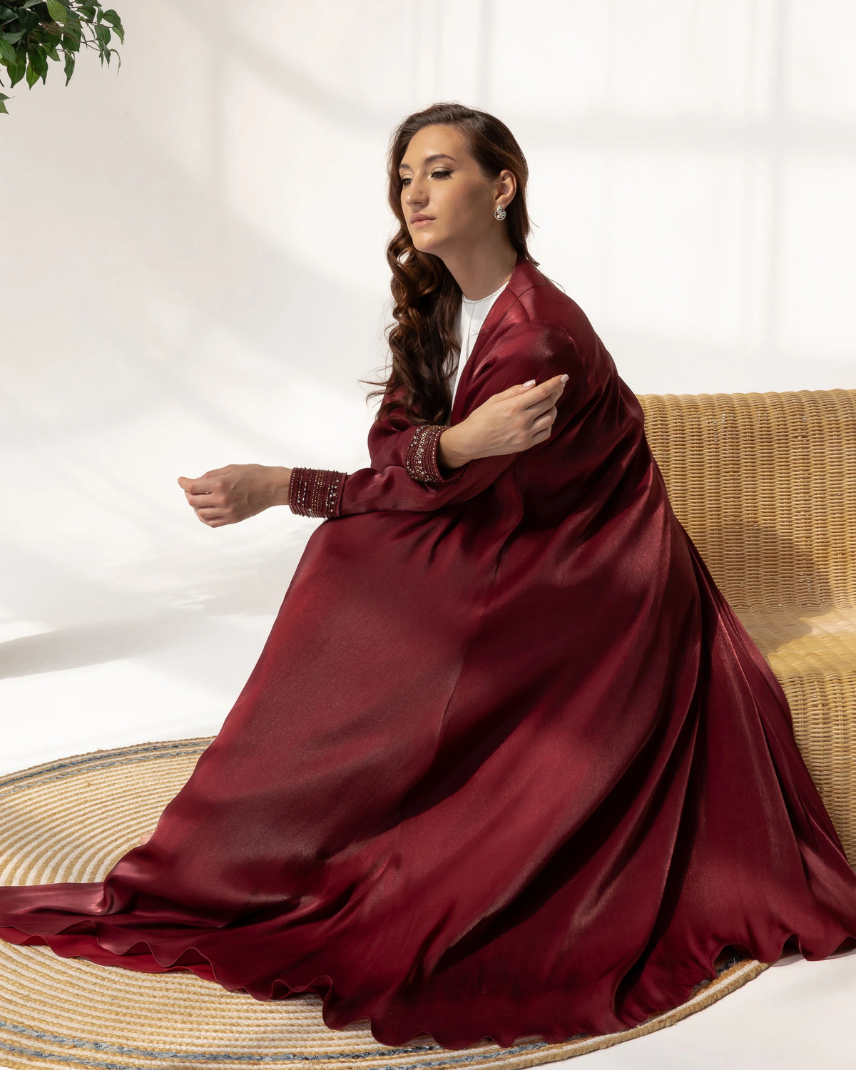 Selina | Ruby Éclat abaya full length front closed silhouette