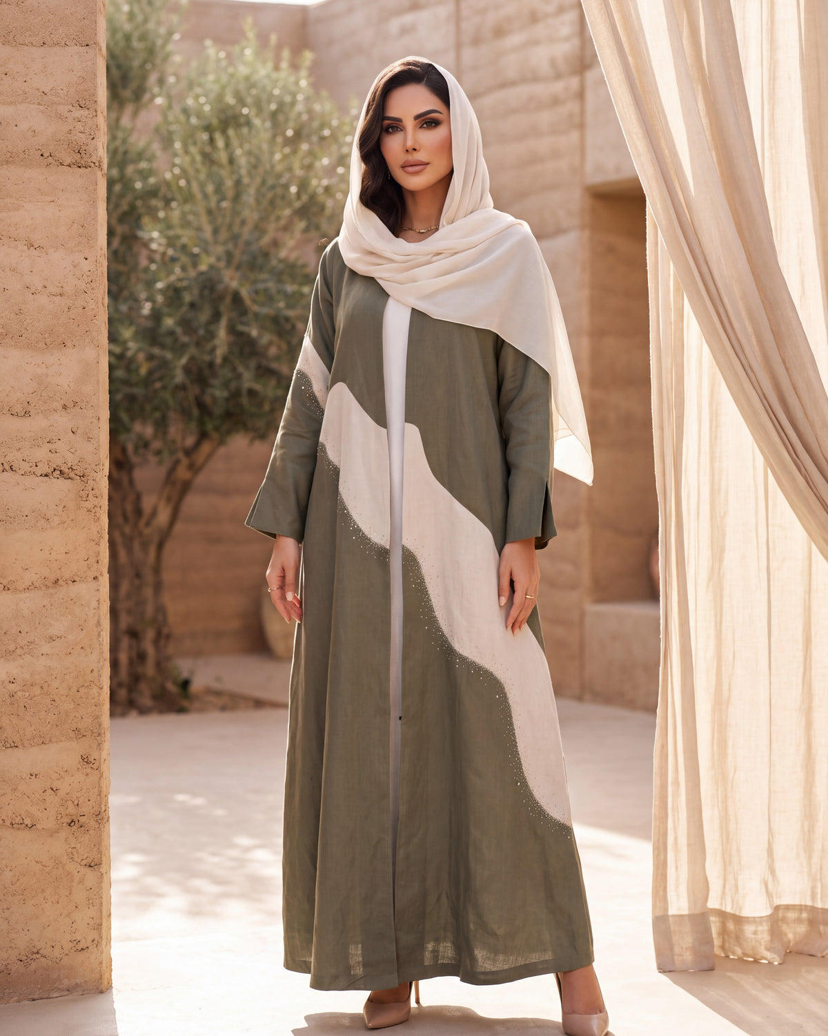 Sofia linen abaya, The Atelier Linen Edit