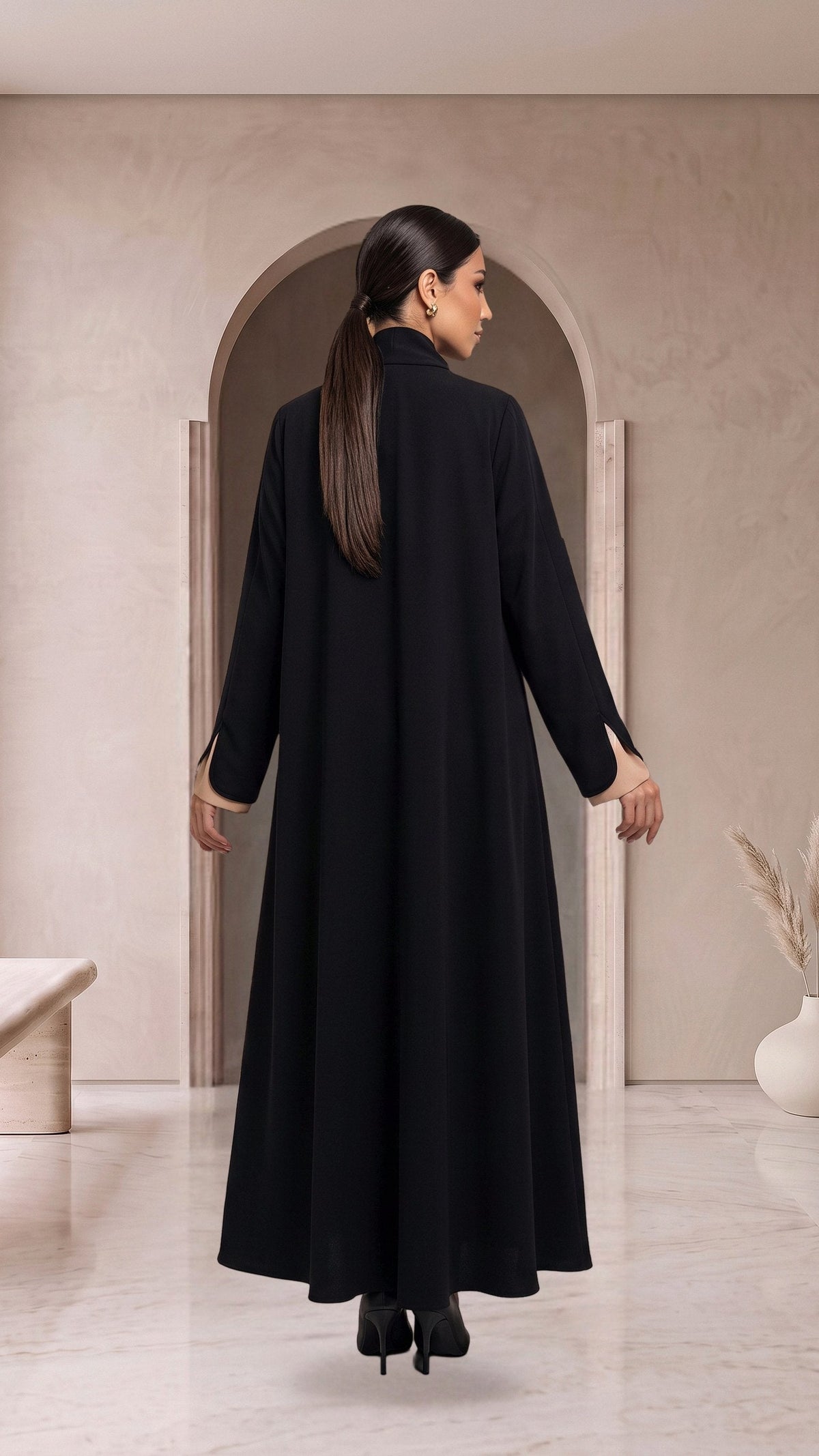 ALANOUD black abaya, back view