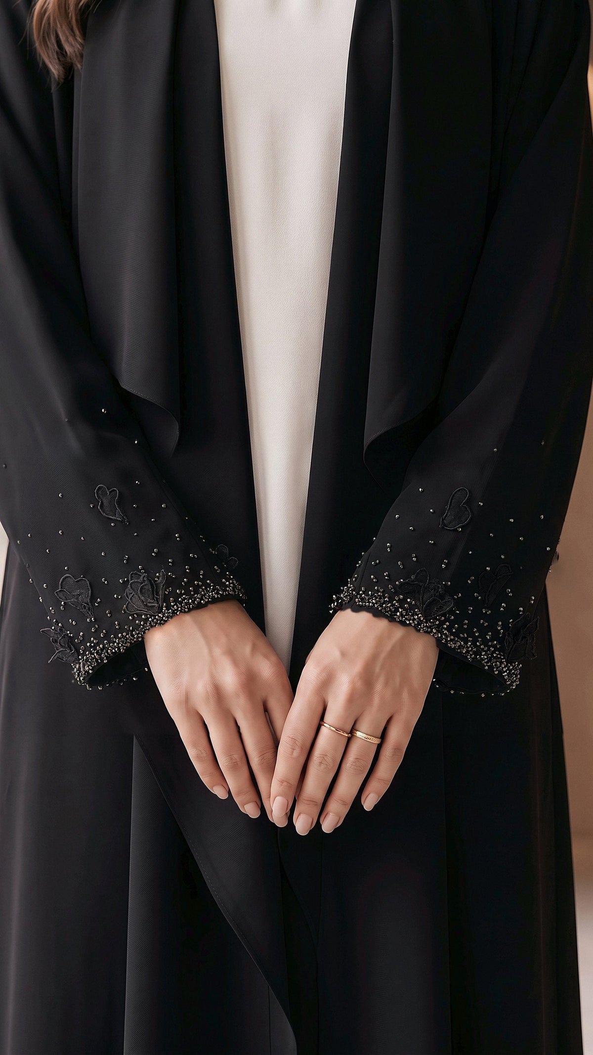 BADOUR petal appliqué cuff close-up