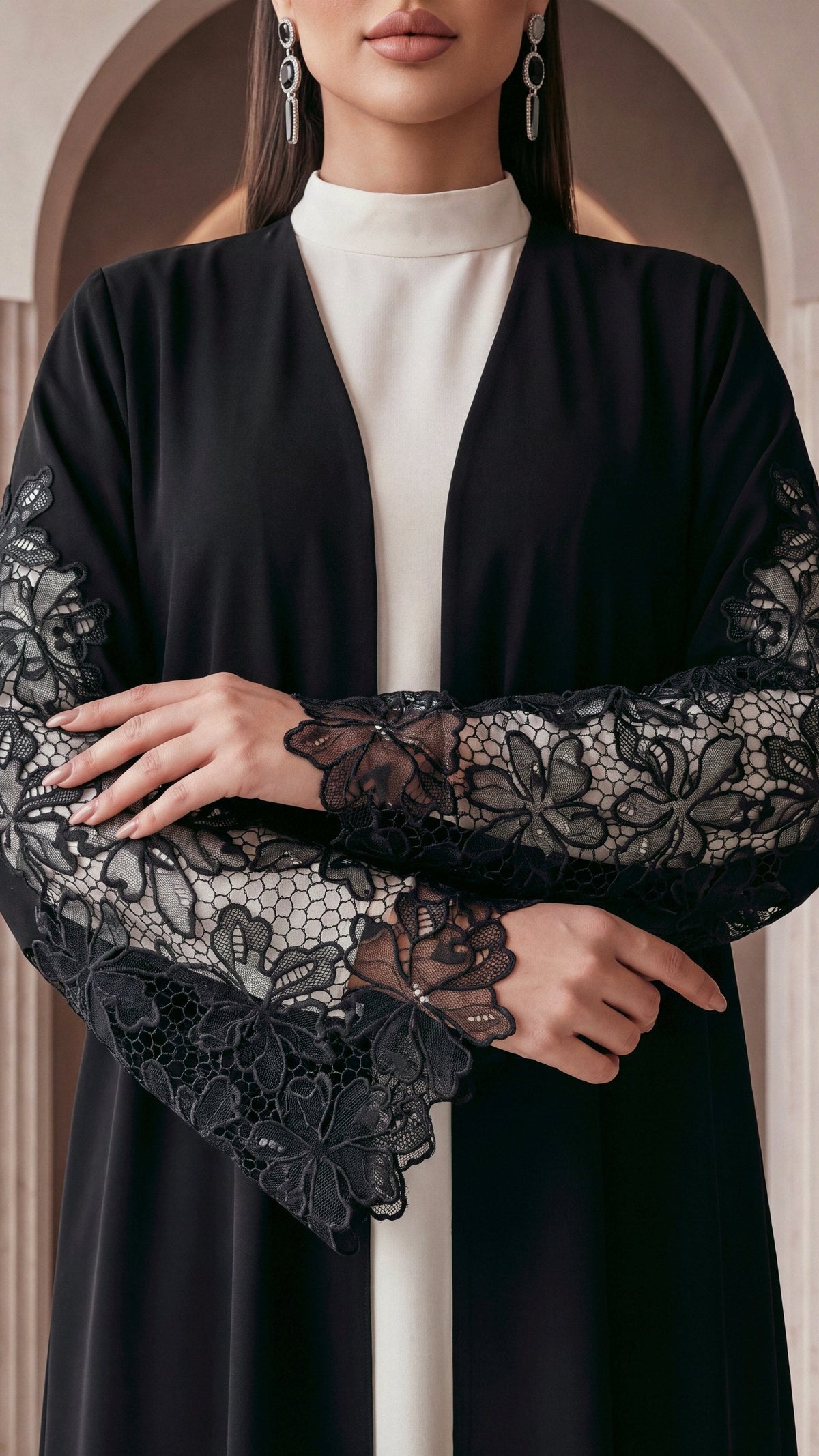 DALAL floral lace sleeve close-up