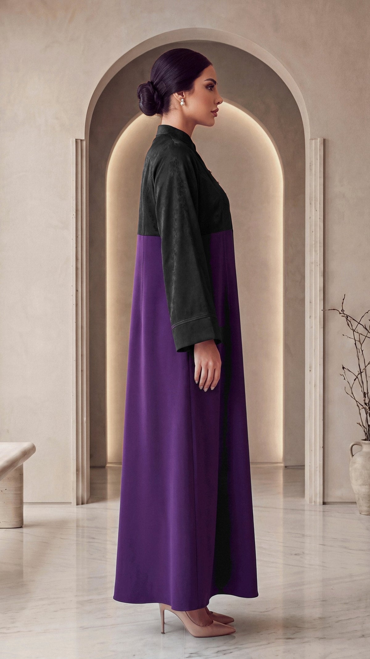 JOUD amethyst abaya, side view