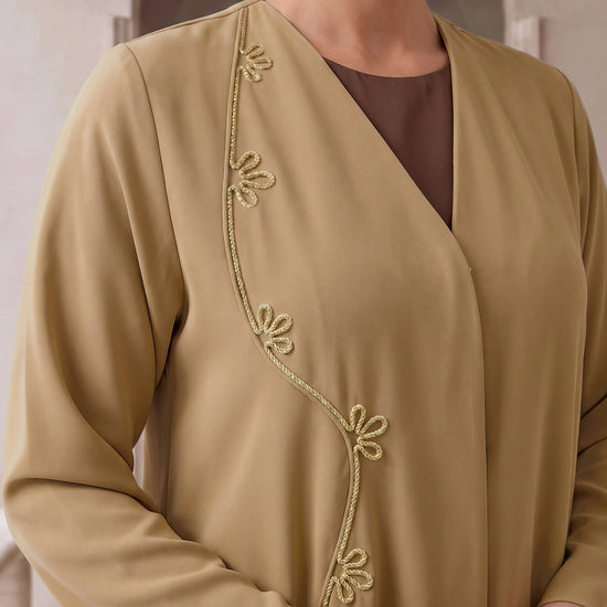 AFNAN gold vine embroidery detail