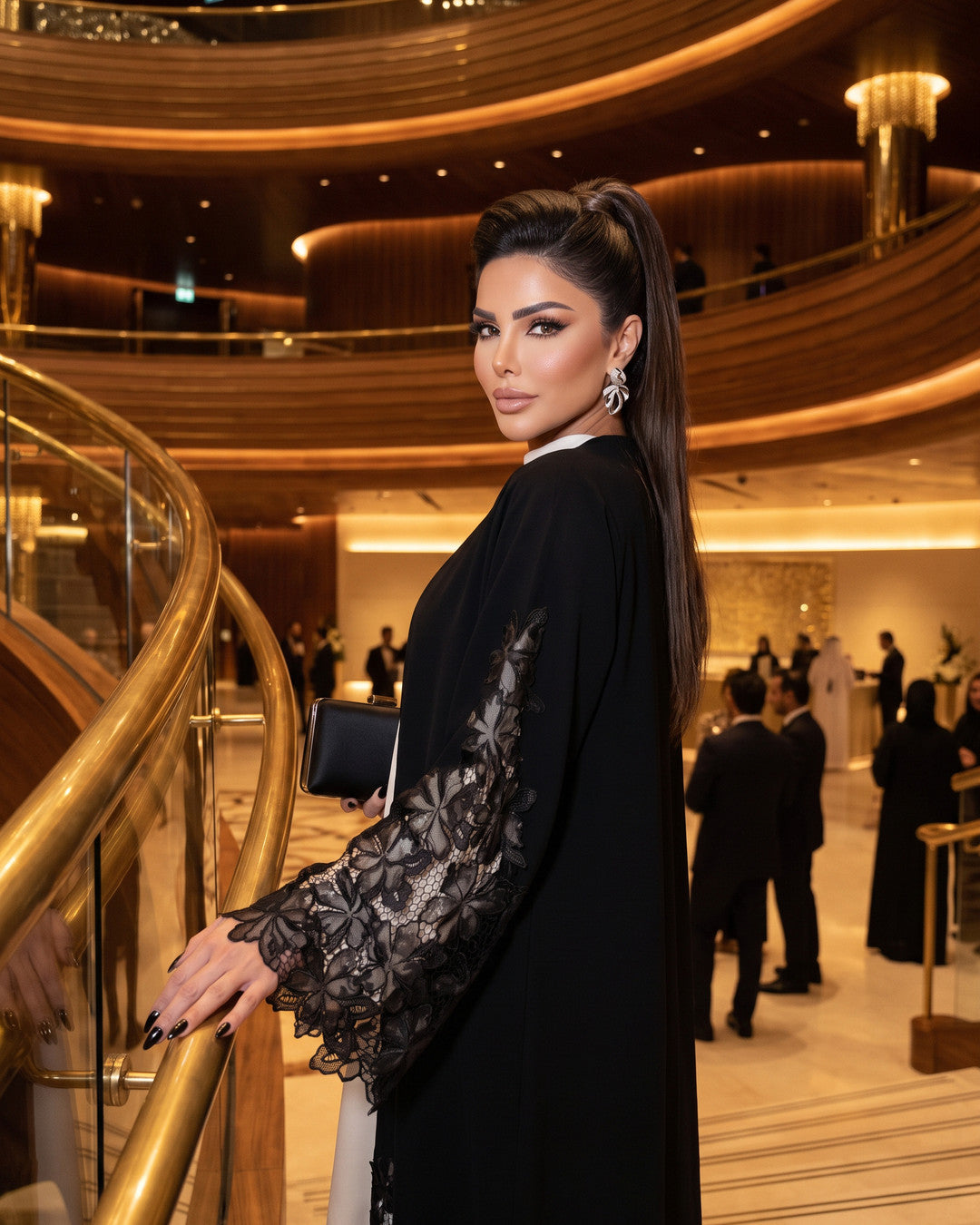 DALAL black lace abaya, The Executive Edit by Diva Atelier