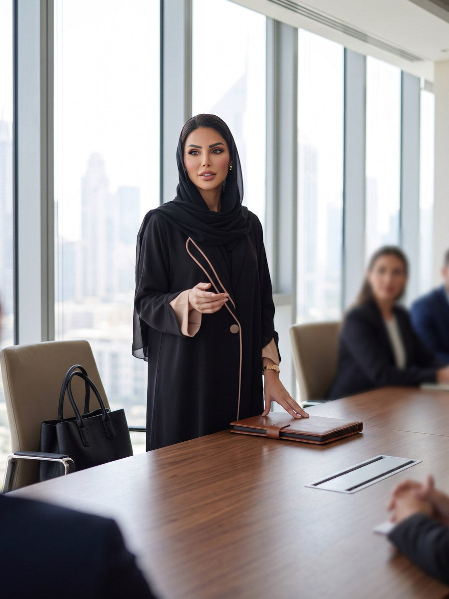 ALANOUD abaya, The Sable Lapel, The Executive Edit by Diva Atelier