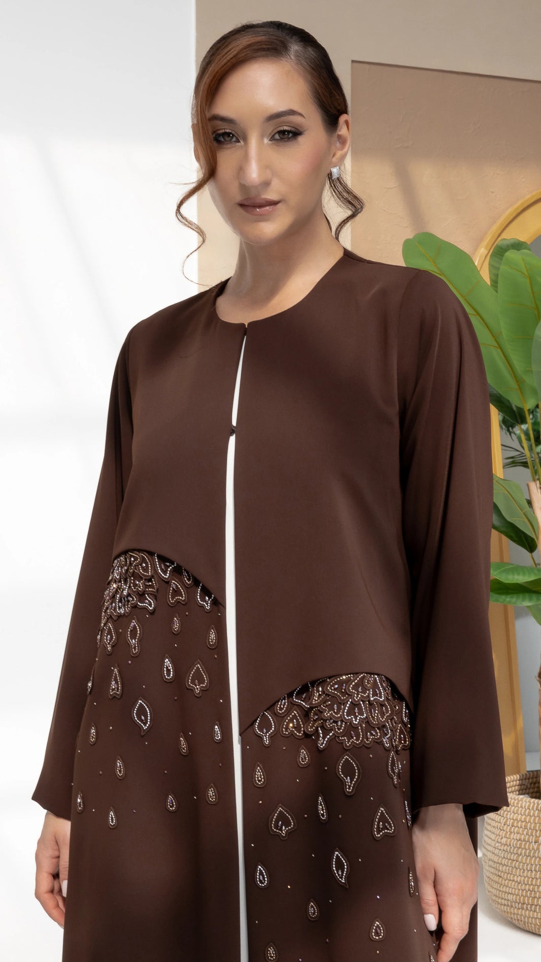 RUSANA Cacao Bloom luxury brown abaya video by Diva Atelier