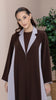 LAYMAR Cacao Taupe - Luxury brown and taupe VIDEO - a two-tone abaya by Diva Atelier with elegant flowing silhouette 