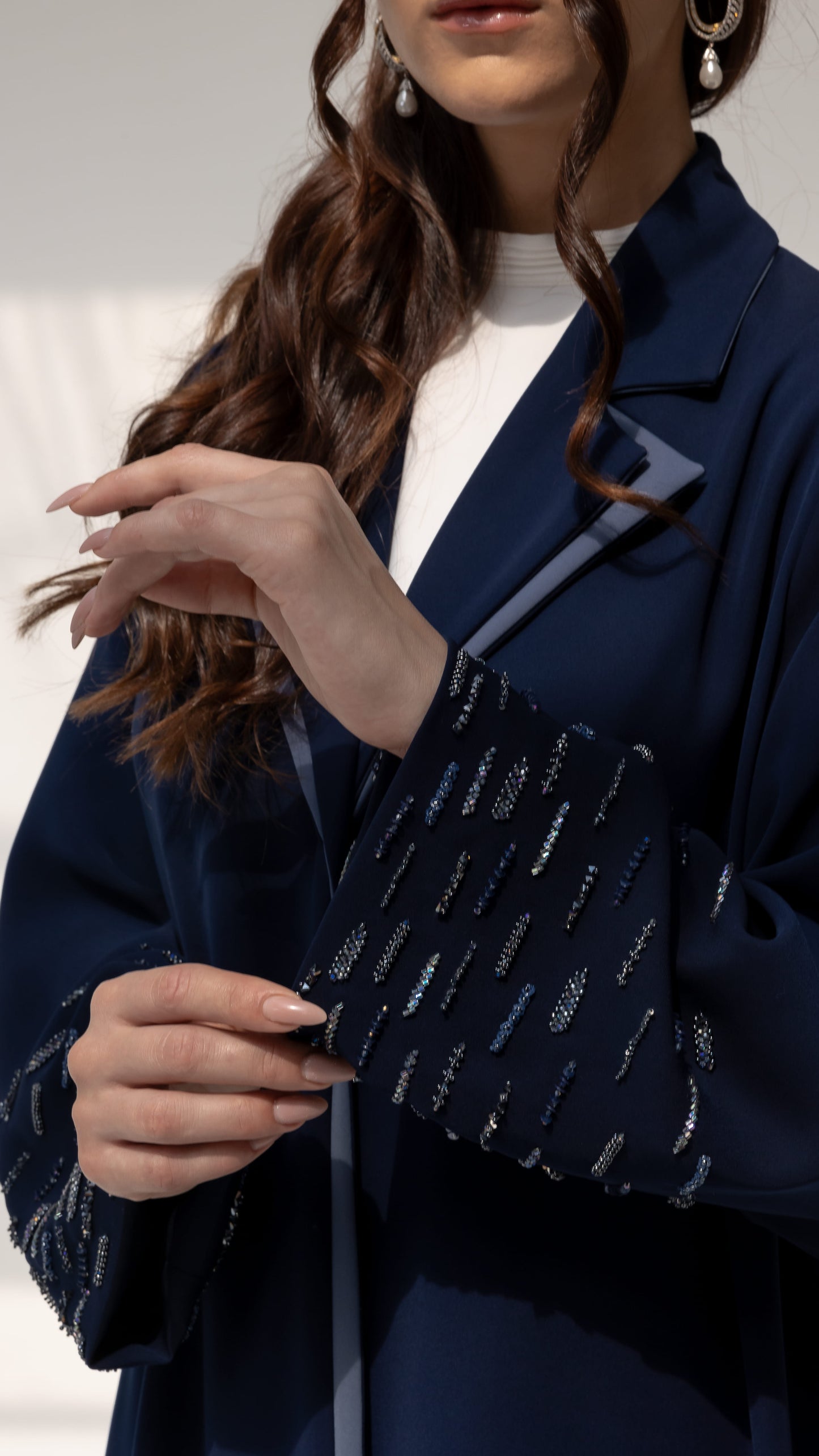 RANYA | Midnight Crystal Rain Navy luxury abaya Video