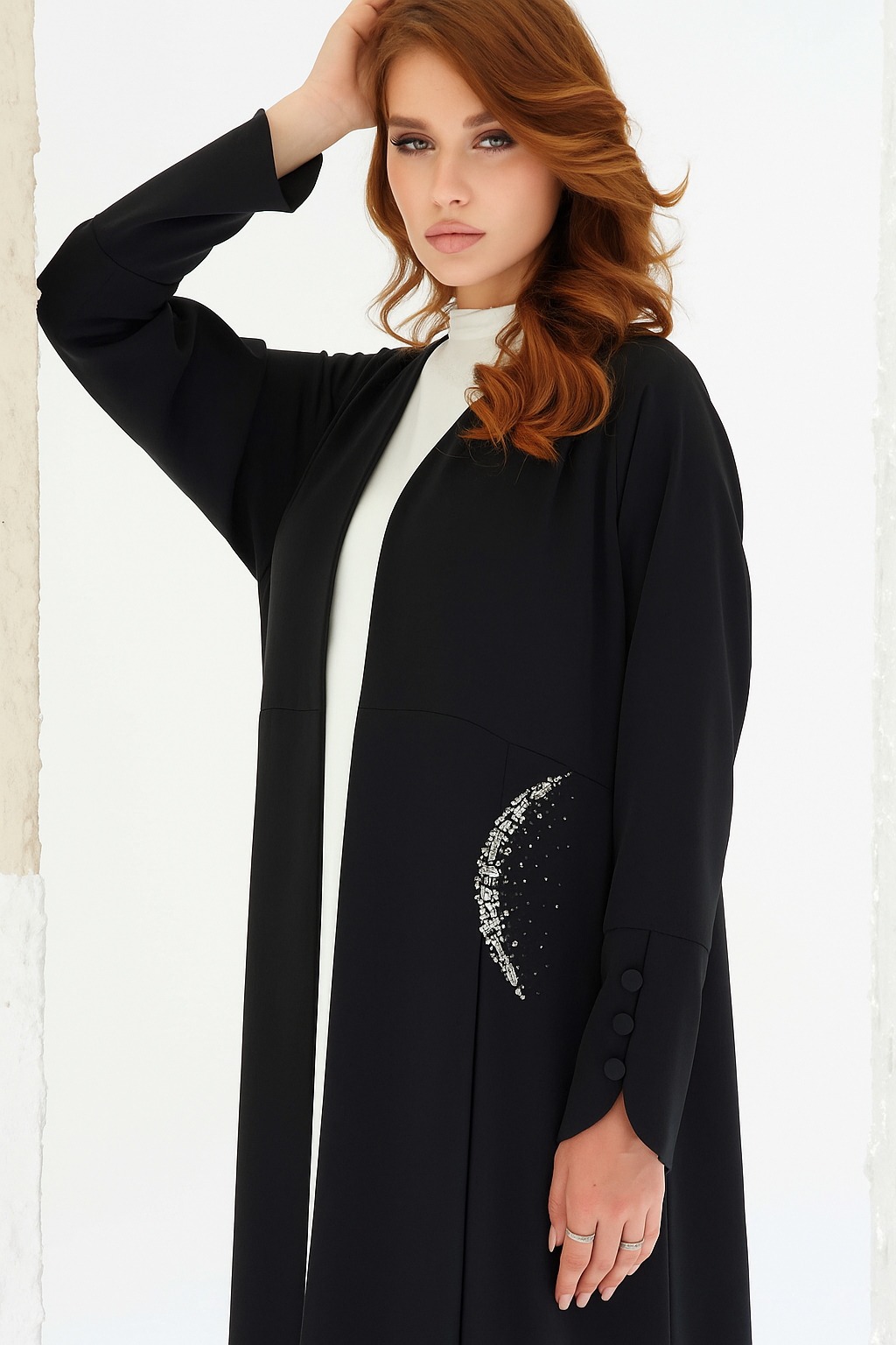 KAINA Noir Éclat black luxury crystal abaya video in Dubai by Diva Atelier