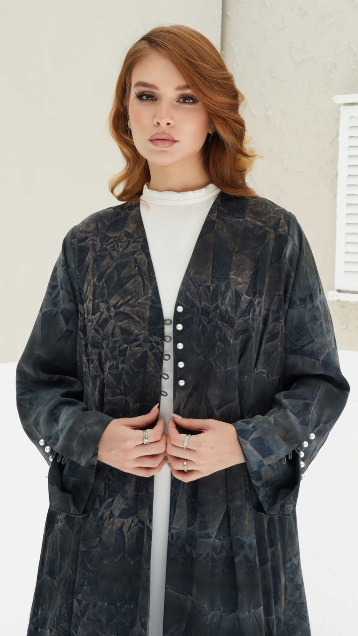 FAIZA | Midnight Mirage Luxury printed abaya Dubai by Diva Atelier Video