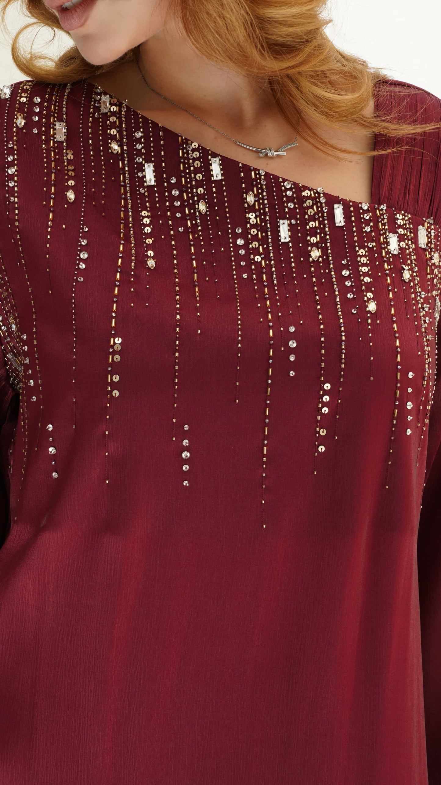 SHAMS | Burgundy Radiance luxury kaftan dress Video